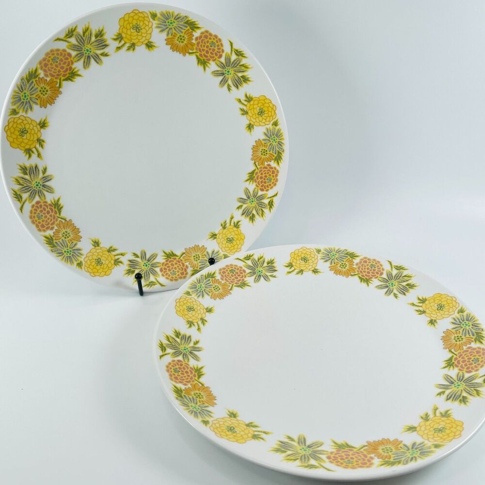 Noritake Progression Sunny Side 9003 Dinner Plates 10.25” Set of 2 MCM Japan